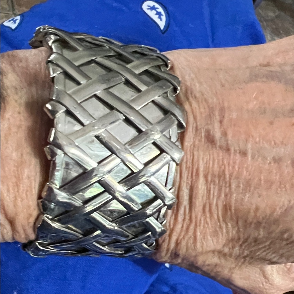 Silver Woven women’s cuff Bracelet